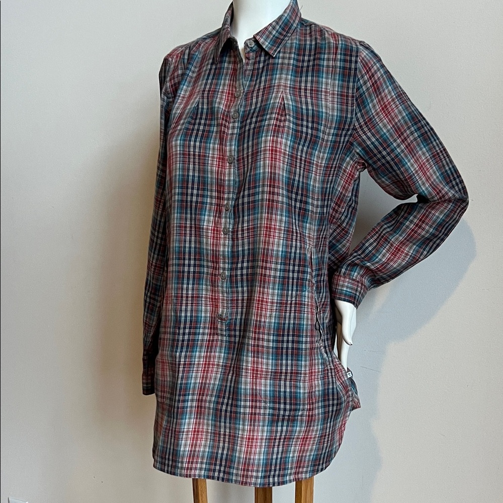 Toad&Co tunic dress Women's Long Sleeve Plaid Dress Large with pockets NWOT